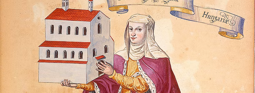 Historische Darstellung: Königin Agnes von Ungarn, Förderin des Kloster Königsfelden.