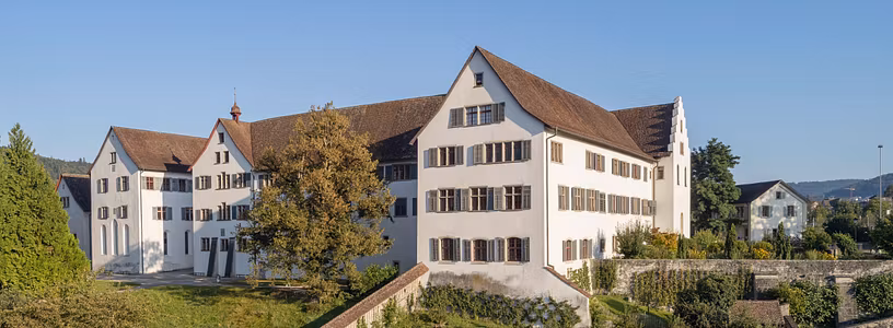 Luftaufnahme Kloster Wettingen mit Klosterpark im Vordergrund