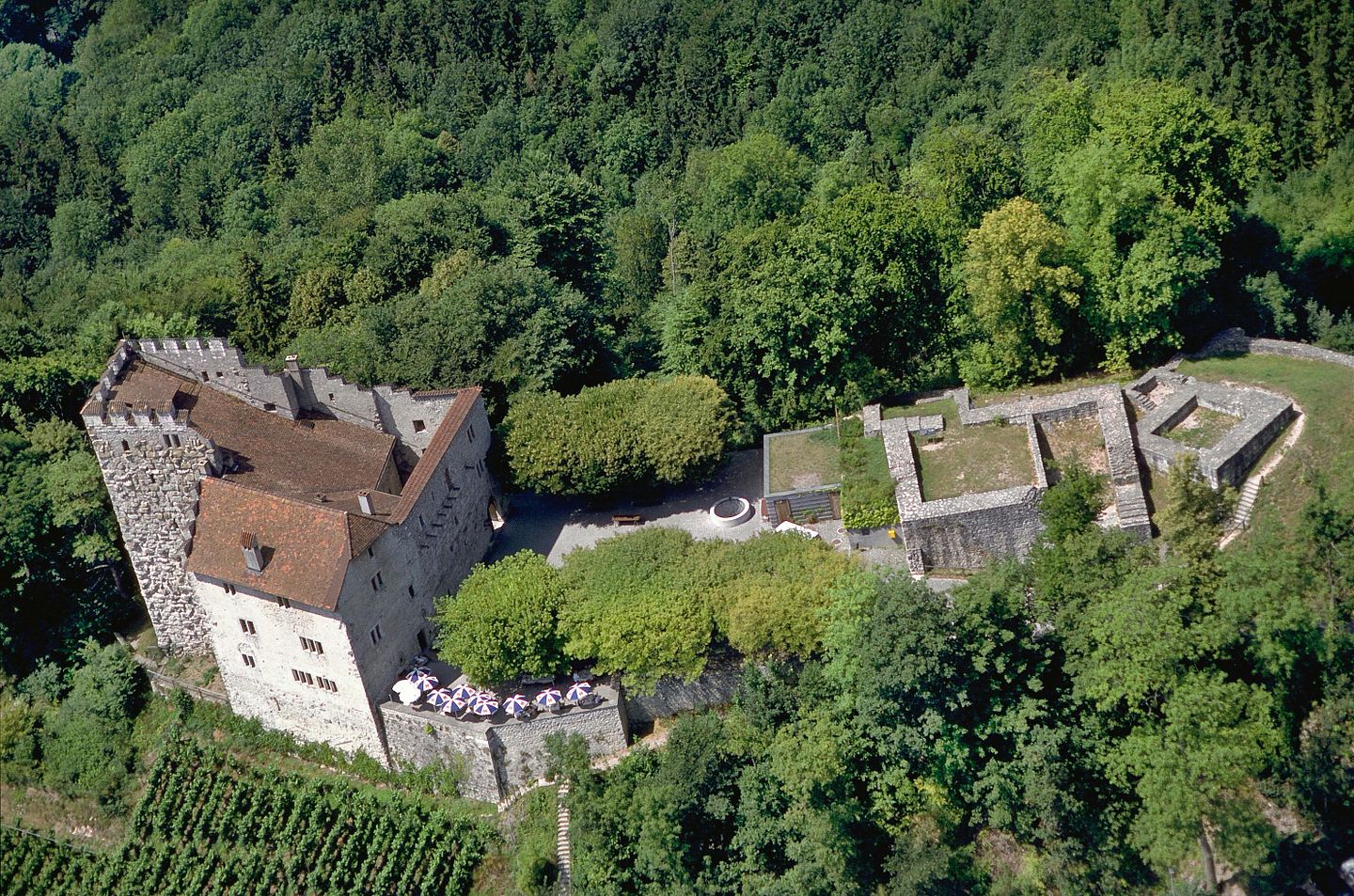 Flugaufnahme von Schloss Habsburg