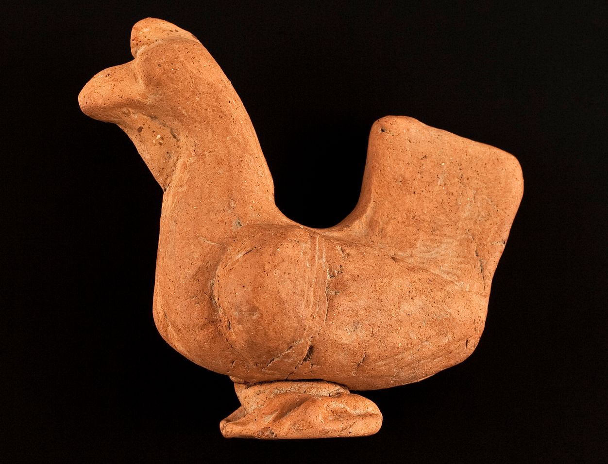 Eine Tonrassel in Form eines Hahns aus dem Vindonissa Museum