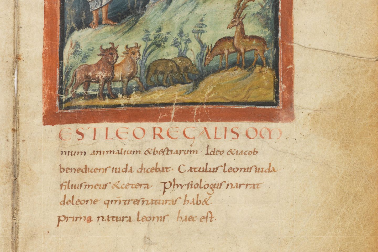 Mittelalterliche Schrift und eine Illustration auf einem alten Papier