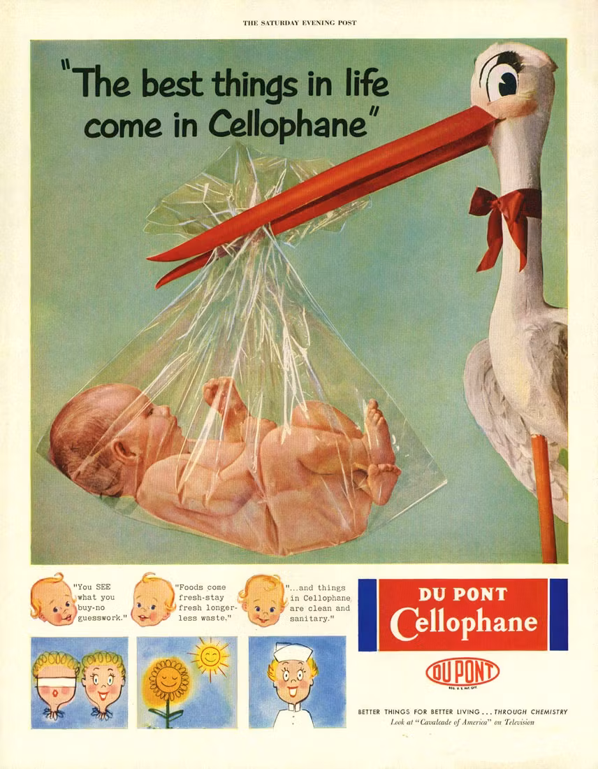 Du Pont Cellophane Werbung Stoch und Baby