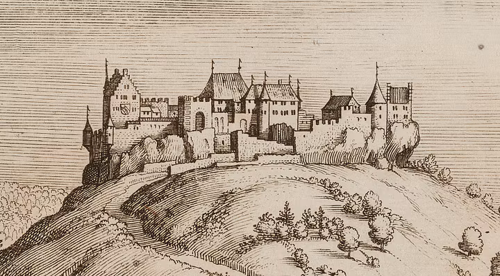 Historische Zeichnung/Illustration von Schloss Lenzburg