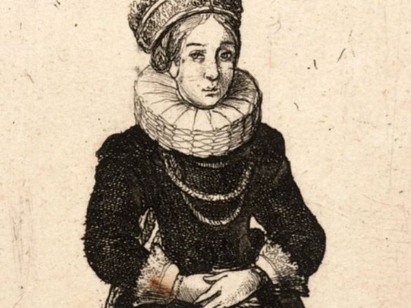 Darstellung einer Zürcher Braut mit Brautkrone von Wenceslaus Hollar aus dem Jahr 1649.