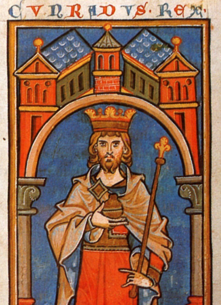 Eine Darstellung von König Konrad III. aus der Kölner Königschronik (13. Jahrhundert)