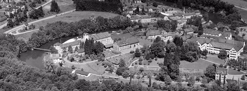 Historische Luftaufnahme Klosterhalbinsel Wettingen um 1964.
