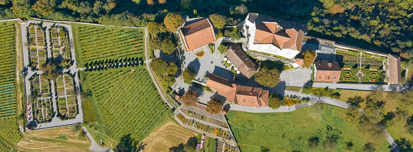 Luftaufnahme vom Schloss Wildegg