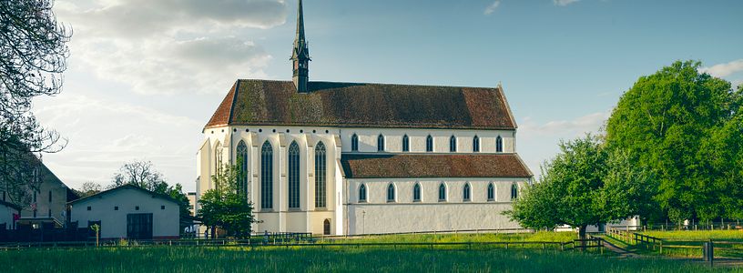 Aussenansicht Kloster Königsfelden, im Vordergrund eine grüne Wiese