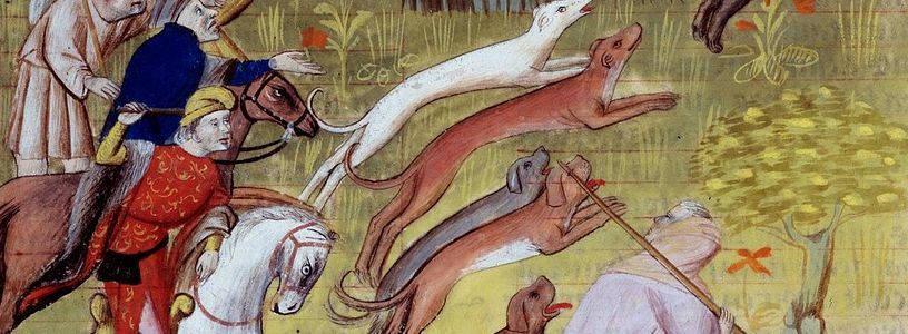 Gemälde: Die Miniatur Hasenjagd aus „Das Buch der Jagd“ von Gaston III Phoebus, Graf von Foix, Herr von Béarn (1331-1391)