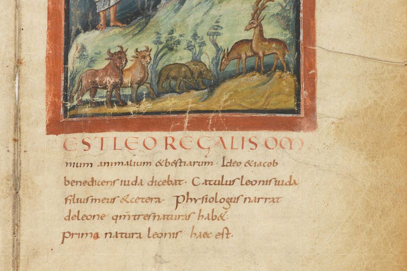 Mittelalterliche Schrift und eine Illustration auf einem alten Papier