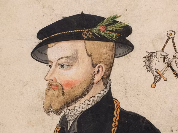 Abbildung von Burkhard von Hallwyl mit Inschrift.