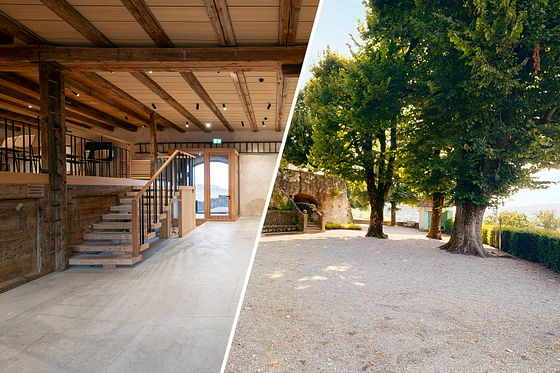 Schlossscheune mit Lindenterrasse