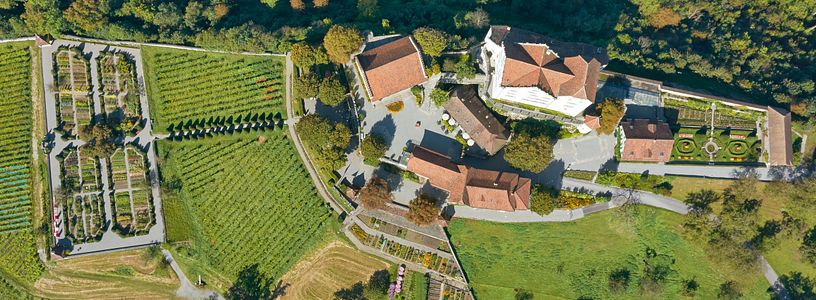 Luftaufnahme vom Schloss Wildegg