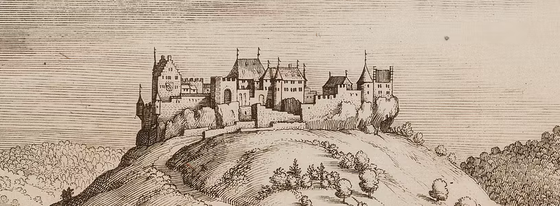 Historische Zeichnung/Illustration von Schloss Lenzburg