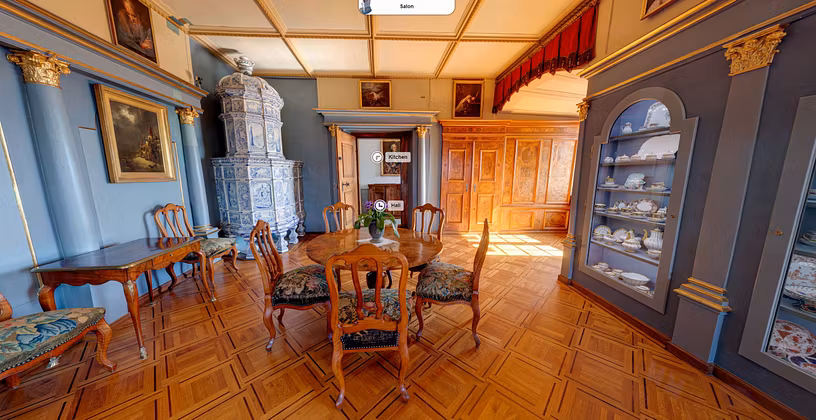 Blick in den Salon von Schloss Wildegg (virtueller Rundgang)