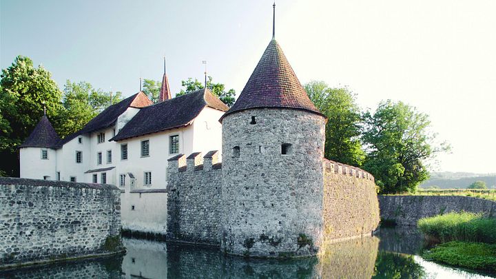 Aussenaufnahme von Schloss Hallwyl mit Wassergraben