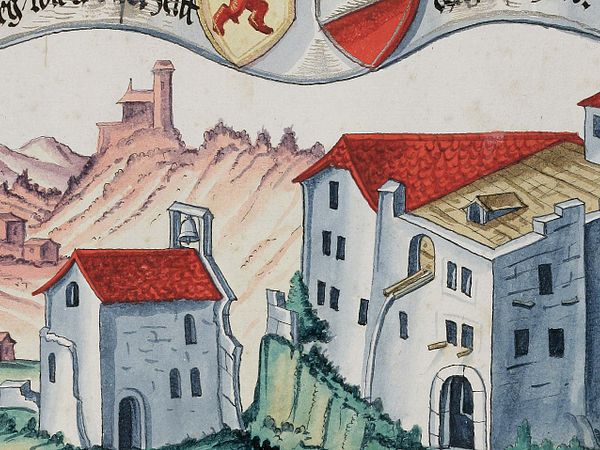 Darstellung der Habsburg im 'Wappenbuch des Hans Ulrich Fisch' um 1627 (Staatsarchiv Aargau).